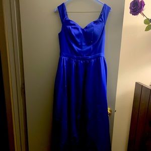 Windsor Royal Blue Satin Formal Gown –Size M – with Pockets & Tulle Underskirt